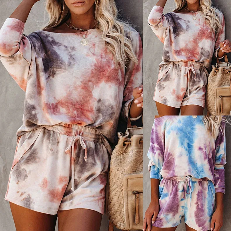 

2021 Europe and the United States women's summer printed easy leisure suit