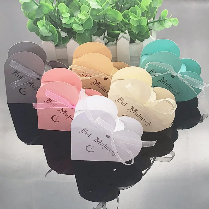 10 шт сердце ИД Мубарак коробка для конфет Подарочная DIY бумажные подарочные