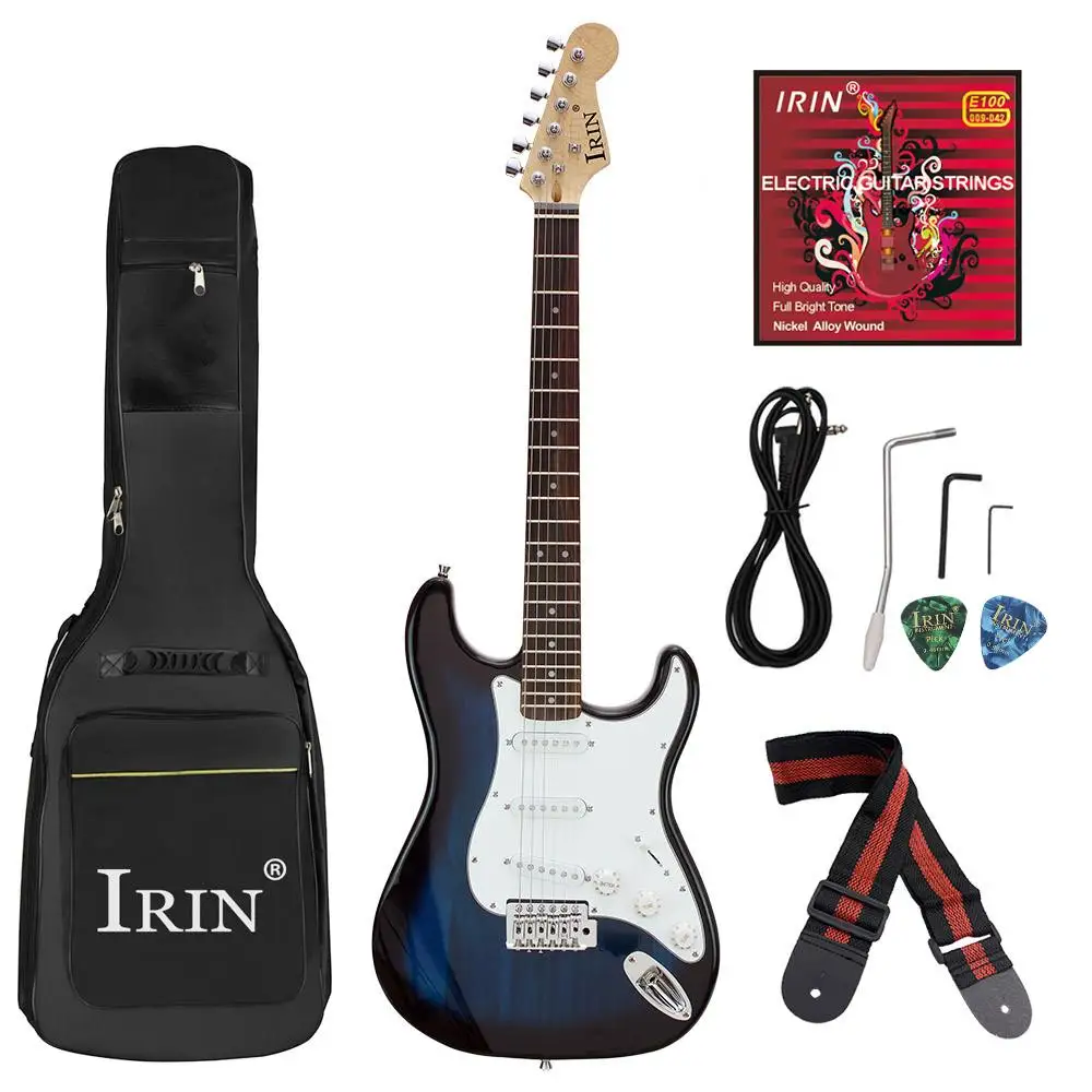 Синий IRIN 38 дюймов 6 струн электрогитара гриф липа гитары ra с Gig Bag 300 см кабель для профессиональной производительности - Цвет: Синий