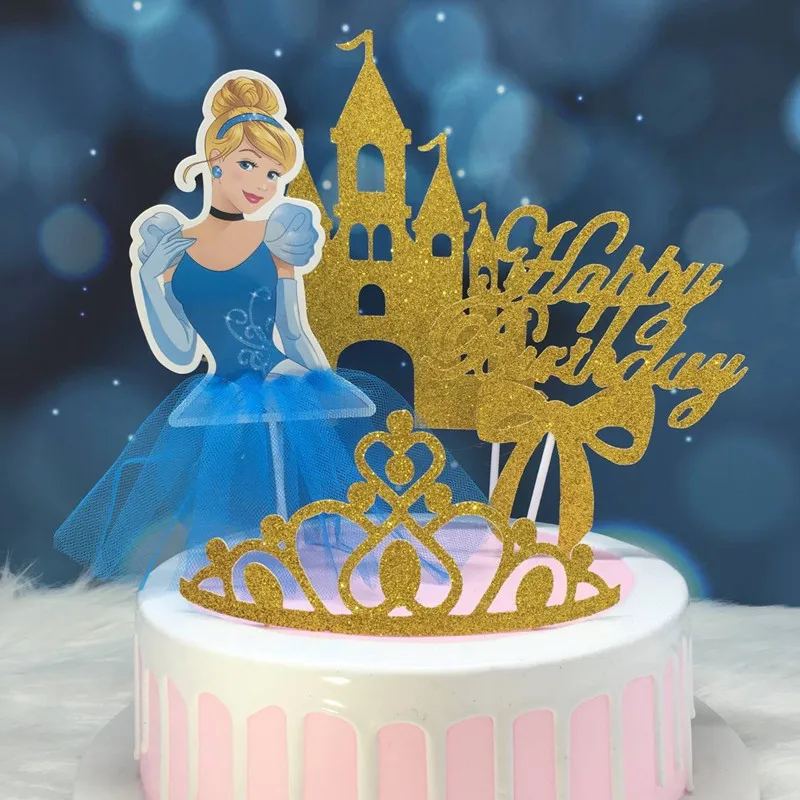 Корона замок баннер принцесса торт топперы блеск Кекс Маффин пикапы для
