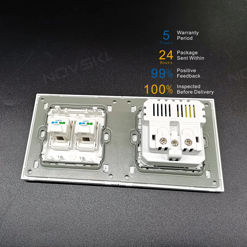 Немецкая электрическая розетка Schuko NOVSKI USB + двойная RJ11 для передачи данных