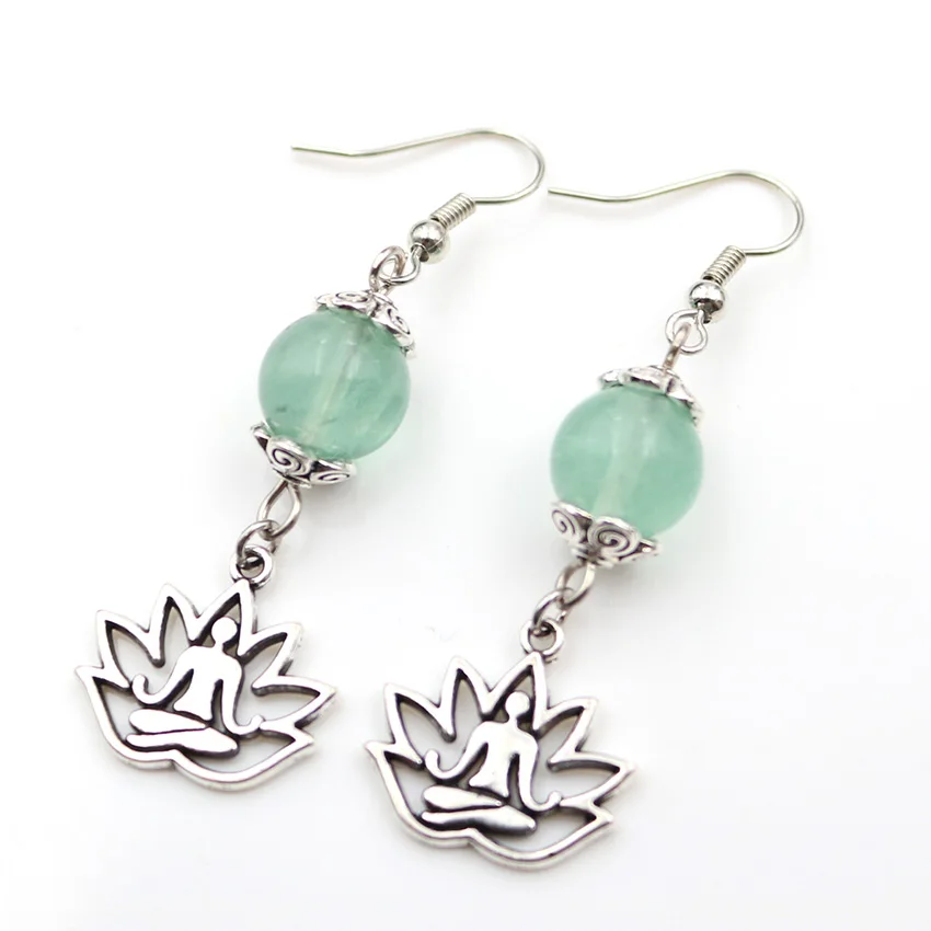 FYJS уникальный посеребренный Будда круглые бусины висячие серьги много цветов