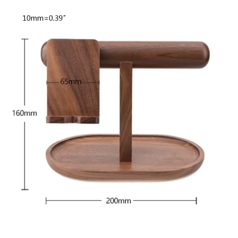 

Wooden Mobile Phone Holder Watch Bangle Bracelet Sundries Storage Rack Home Office Desktop Organizer