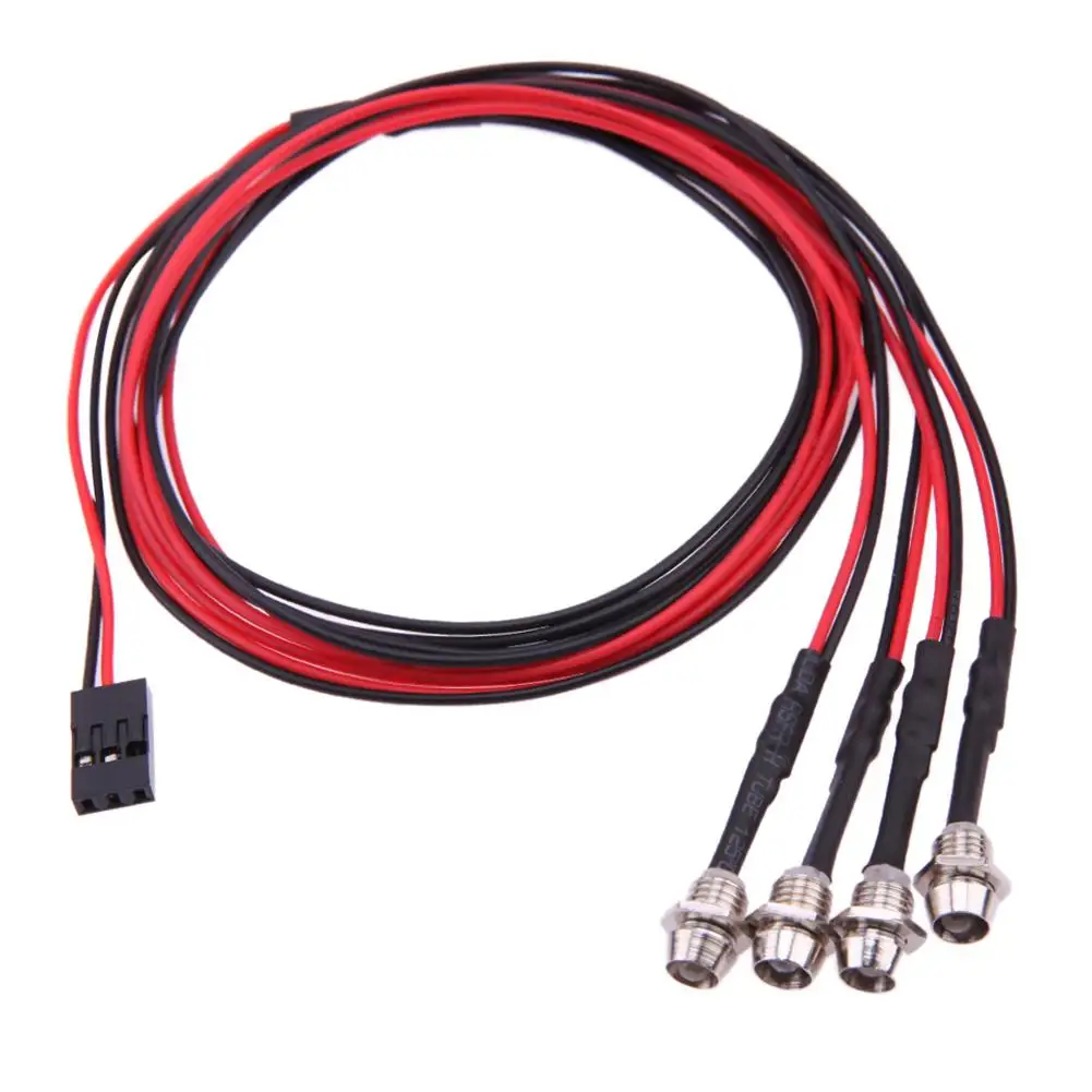 

4 LED Headlight 3mm White/Red Light RC Car Parts for TRAXXAS HSP HPI REDCAT Axial SCX10 Remote Control Toys Accessories