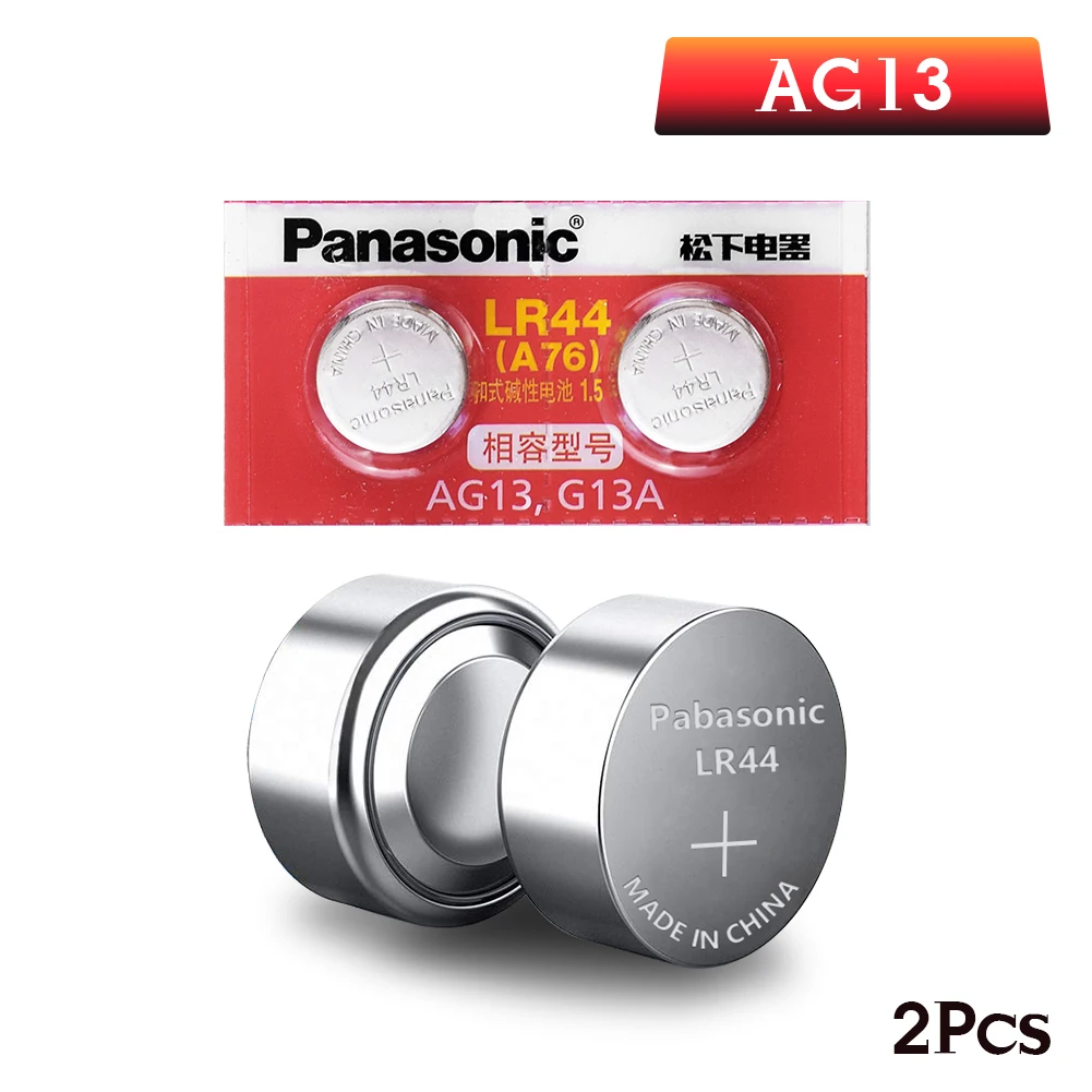Фото Panasonic 2 шт. 1 5 в Кнопочная батарея lr44 литиевые монетные батареи A76 G13A AG13 LR44 LR1154 357A SR44 Panasonic 2 шт. 1 5 в Кнопочная батарея lr44 литиевые монетные батареи A76 G13A AG13 LR44 LR1154 357A SR44