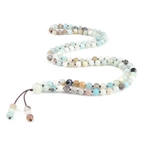 female lucky natural stone amazonite round beads strand bracelet necklace women yoga chakra mala bracelet ladies jewelry gifts