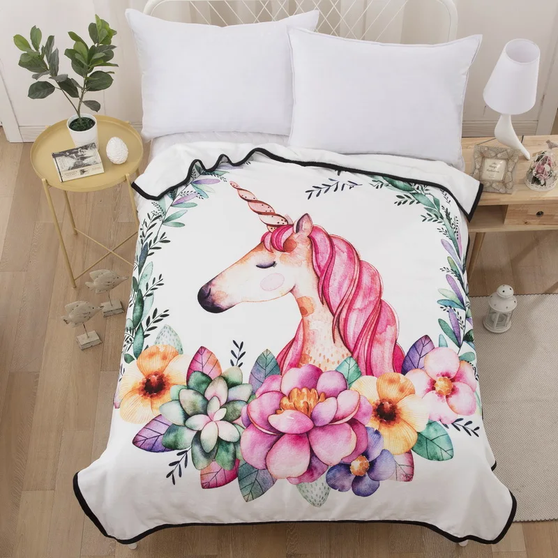 

Garland Unicorn Flannel Blanket Beautiful Sherpa Blanket Bedroom Living Room Sofa Nap Blanket Home Room Throw Blanket 150x200cm