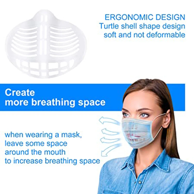 Face Lipstick Protector Mask Inner Bracket 3D Comfort Breathable Reusable Silicone Support Frame can | Красота и здоровье