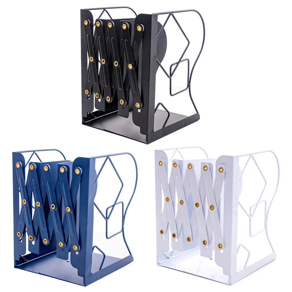 

Retractable Book Support Stand Telescopic Metal Bookends Shelf Bookrack Organizer Home School Office Supplies