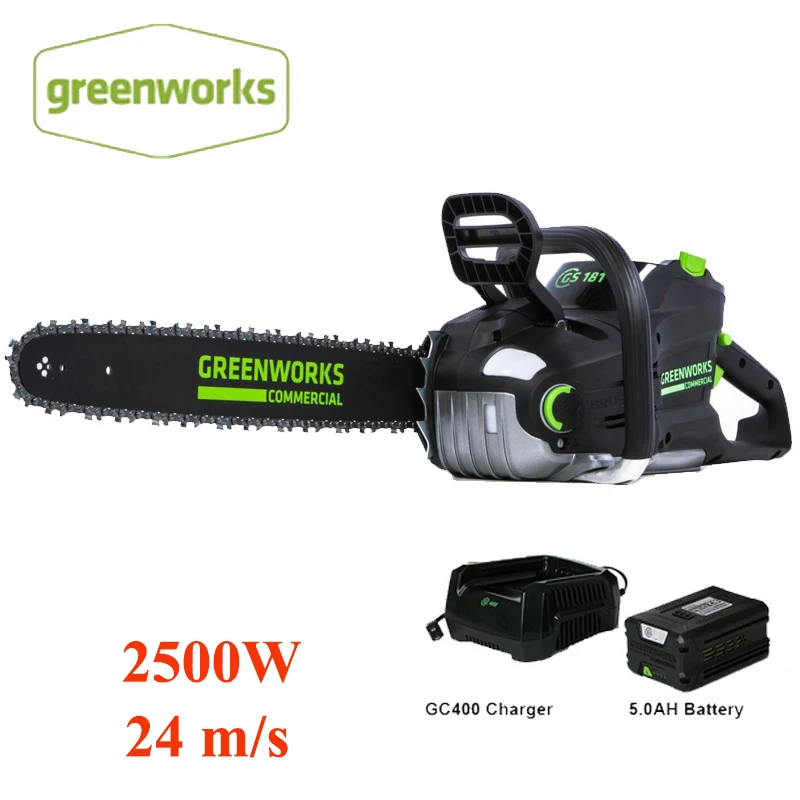 Новое поступление GreenWorks Pro GS181 2500W 82V 18 дюймовые аккумуляторная цепная пила 5Ah Li Ion