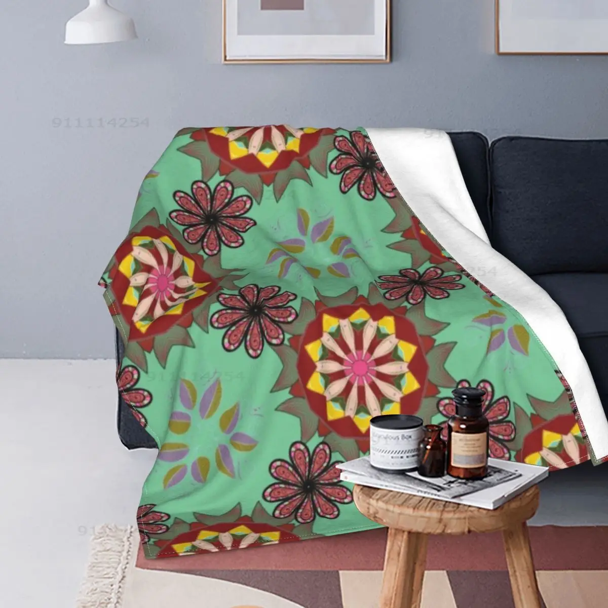 

Abstract geometric retro ethnic seamless blur soft comfortable warm wool blanket sofa bed decoration home