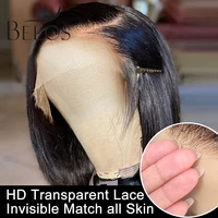 beeos 134 hd lace frontal wig human straight bob 150 bob wig lace fronta human hair wigs brazilian remy hair bleached knots