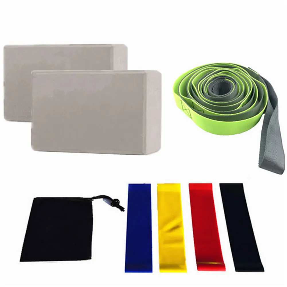 

Yoga Brick Eight Piece Set 12-Hole Yoga Stretch Belt 4 Resistance Circles Black Storage Bag Yoga Belts