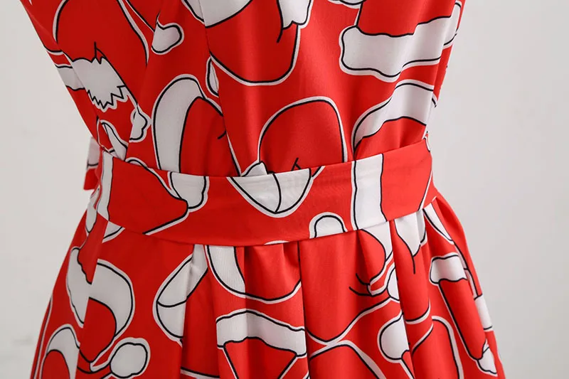 S~ 3XL рождественское платье для женщин цветочный принт тонкое винтажное платье повседневное без рукавов элегантное миди платья для вечеринок vestidos robe