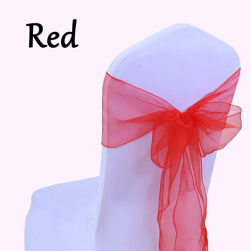 Бесплатная доставка 10 шт. прозрачный стул из органзы с бантом 7x108 дюймов поясом