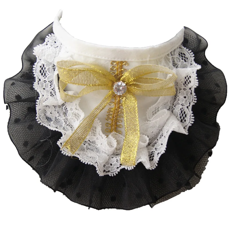 Регулируемый черный кружевной шейный платок для домашних животных шарф кошка