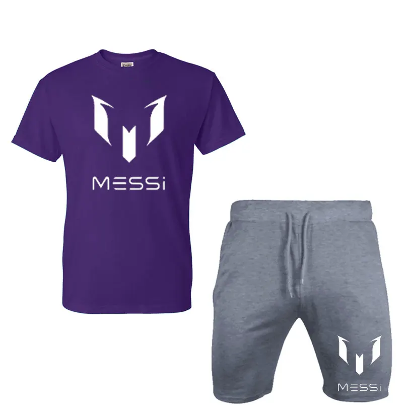 Футболка и шорты мужские с принтом Месси повседневный комплект из двух предметов