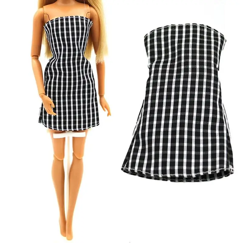 

Toy Clothes Accessories Plaid Halter Tube Top Skirt A5A3 S4H0