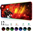 Коврик для мыши Genshin Impact, Длинный Резиновый светодиодный коврик для клавиатуры и мыши, игровая Rgb-мышь с подсветкой, аксессуар для геймера