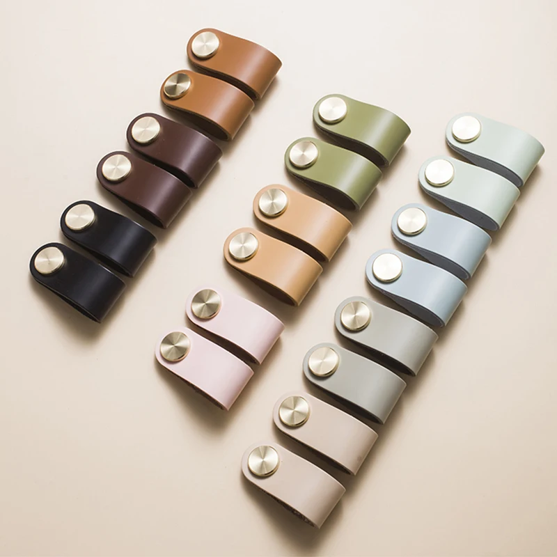 Лидер продаж кожаные латунные ручки 10 цветов простые для шкафа скандинавские