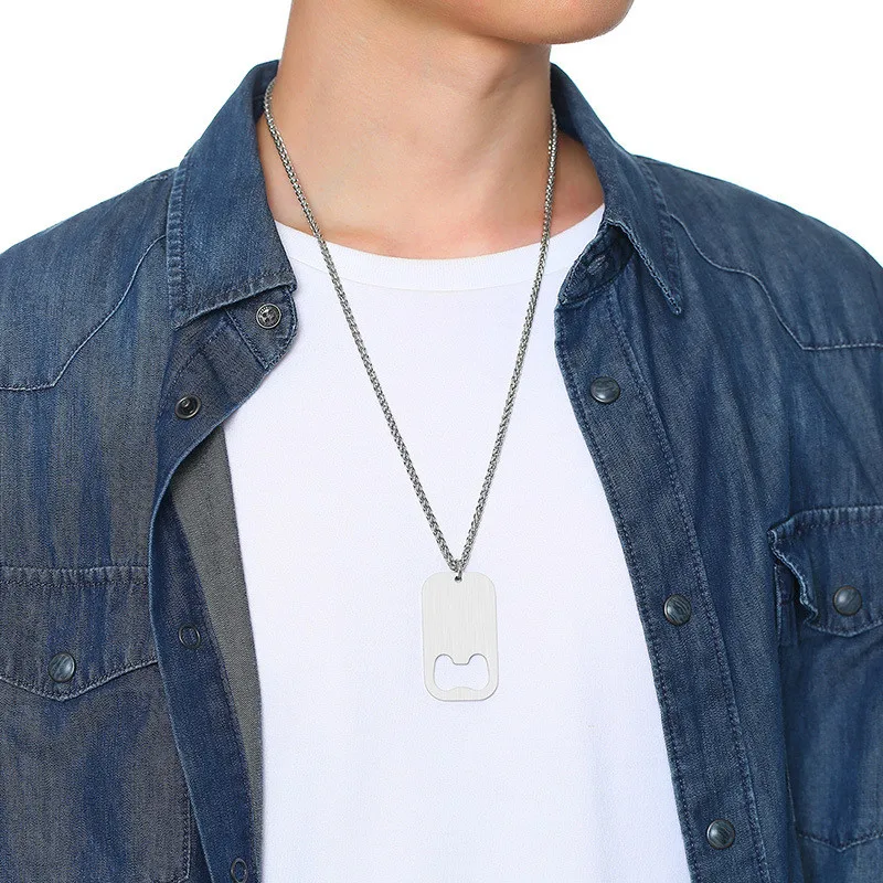 

NHGBFT Classic Bottle opener pendant for mens stainless steel dog tag necklace pendant Dropshipping