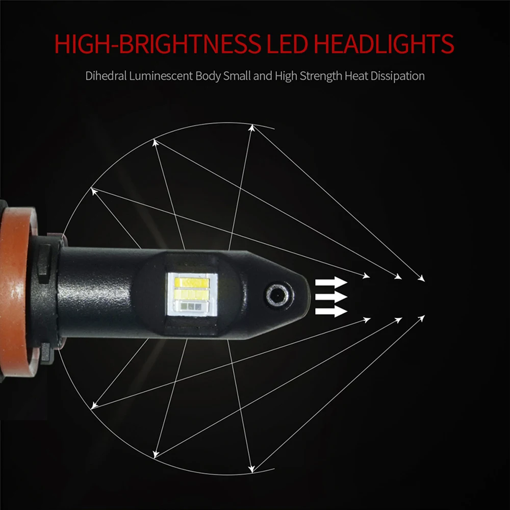 Трехцветные светодиодные противотуманные фары для автомобилей H11 H8 H9 H16 9006 HB4 12 В