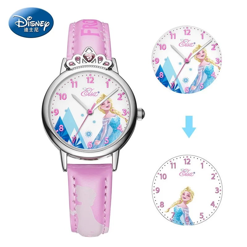 Оригинальные детские кварцевые часы Disney с 3d рисунком Холодное сердце Эльза
