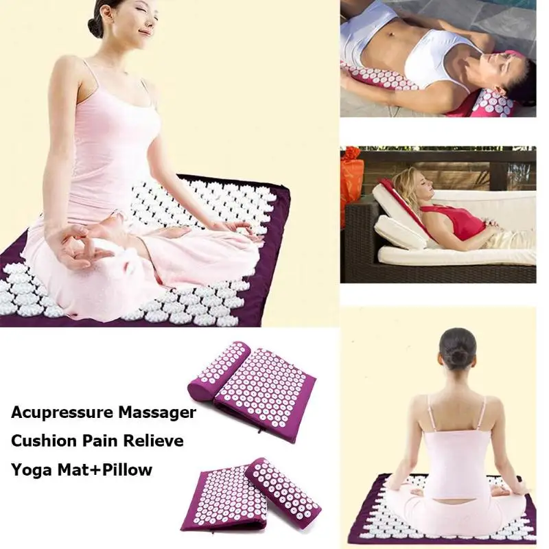Массажный коврик, подушка для йоги, акупрессурный коврик для снятия стресса, боли в спине, набор подушек с подушкой для йоги, коврик для йоги ... от AliExpress WW