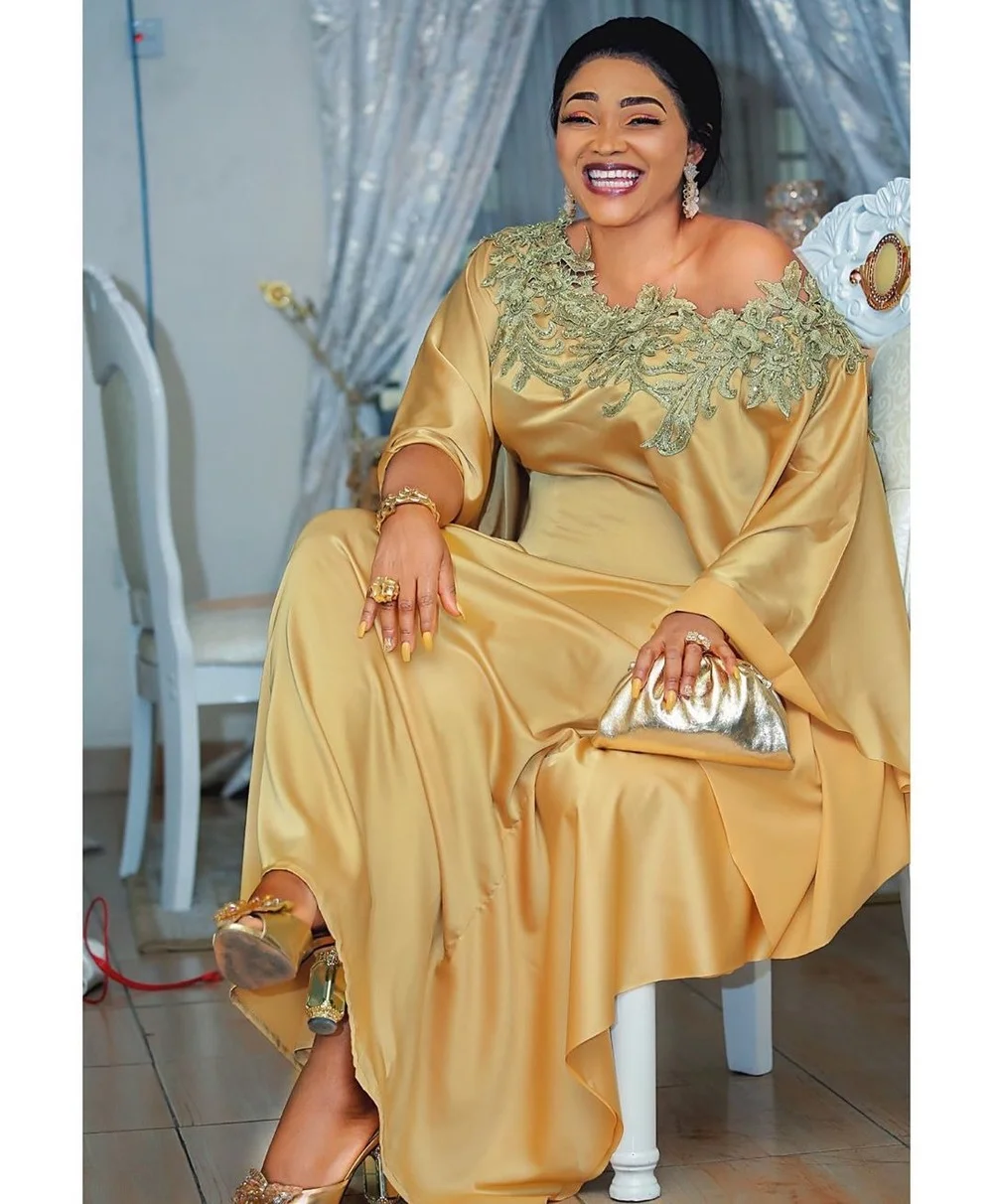

African Dress Women Bat Sleeve Embroidery Diamond Muslim Abaya Robe Silk O-neck Caftan Loose Maxi Dresses 2021 Casual Clothing
