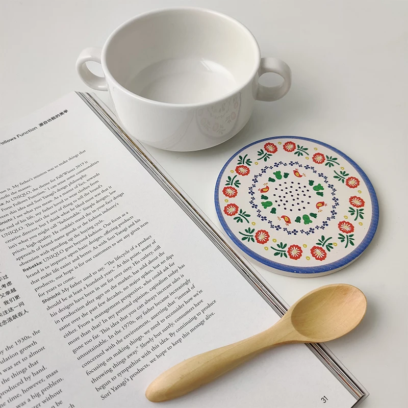 

Diatomite Coaster Drink Coasters Cup Nordic Round VIntage Tableware Mug Mat Thermal insulation Posavasos Onderzetter 규조토 코스터 컵받침