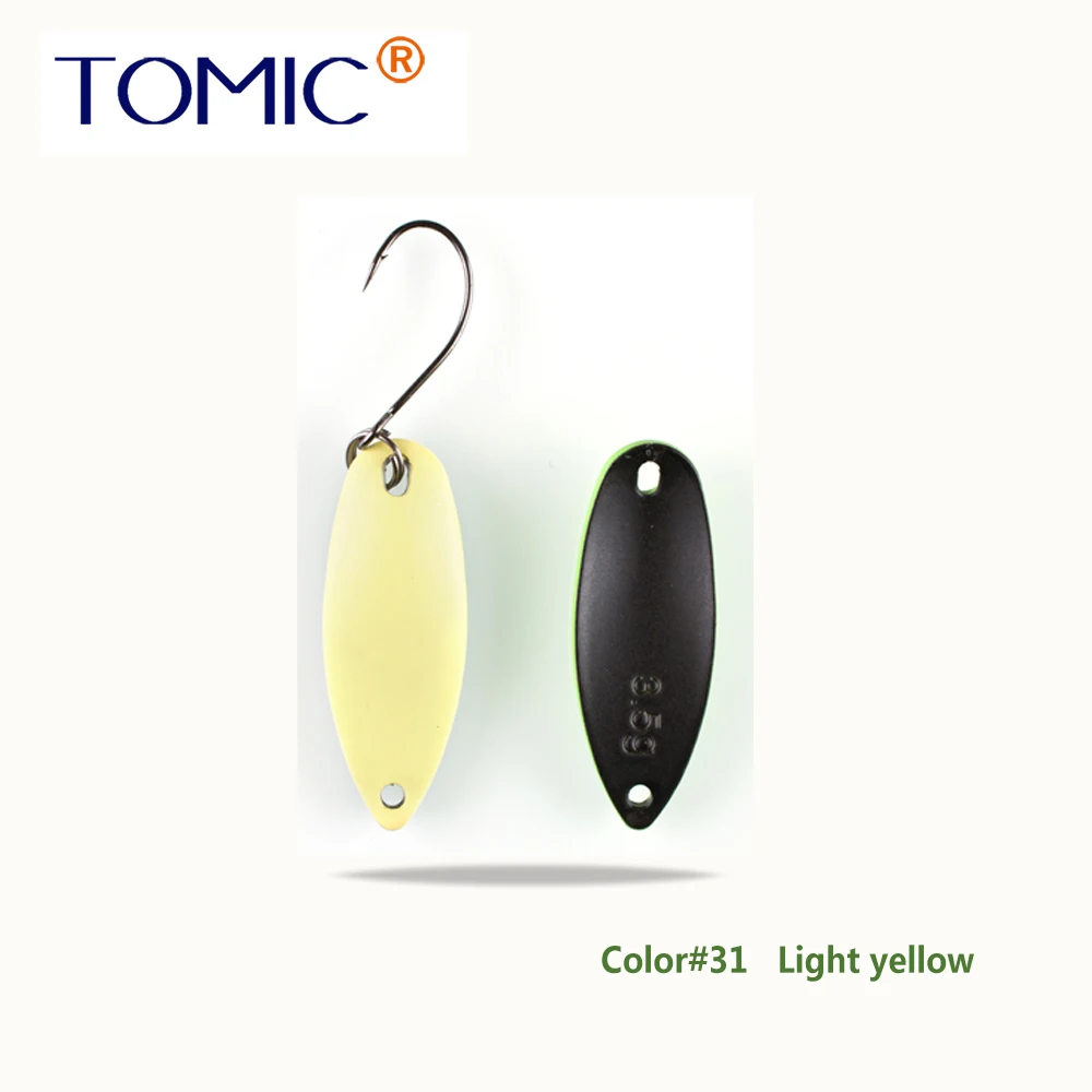 Light Yellow Tomic 2 г 3,5 г 5,5 г латунные рыболовные лезвия 1 шт. набор сверхлегкий УФ цвет металлическая приманка микро литье форель бас ложка - Цвет: Light Yellow