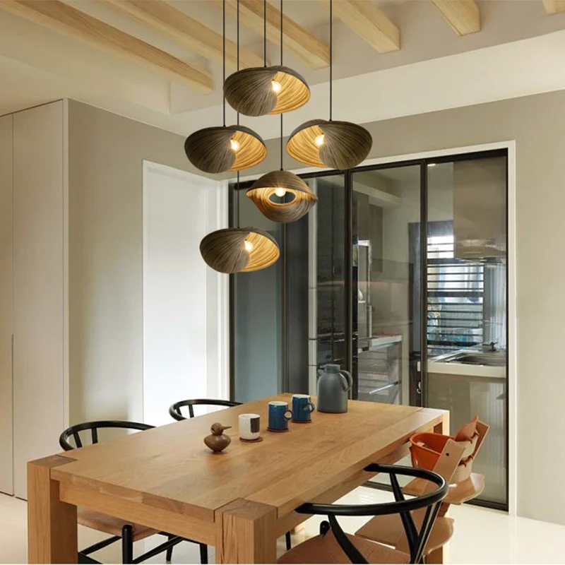 Креативный подвесной светильник из бамбуковой ткани в виде ракушки подвесные