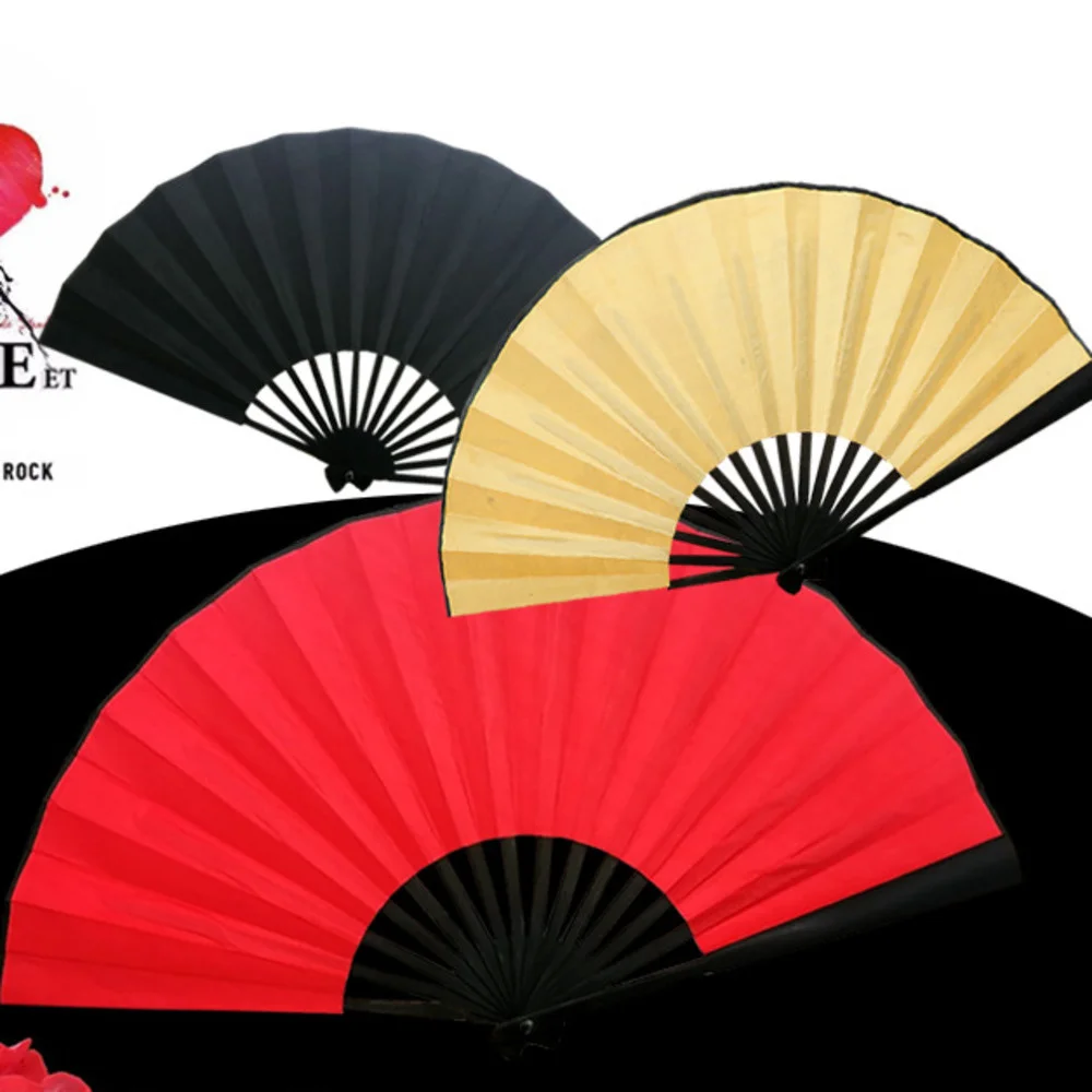 1pcs Cloth Folding Chinese Fold Retro Dancing Fan Blank Antique Ancient Costume Large Bamboo Big Party Hand Fans
