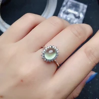 classic prehnite silver ring for daily wear 7mm9mm natural prehnite ring solid 925 silver prehnite jewelry