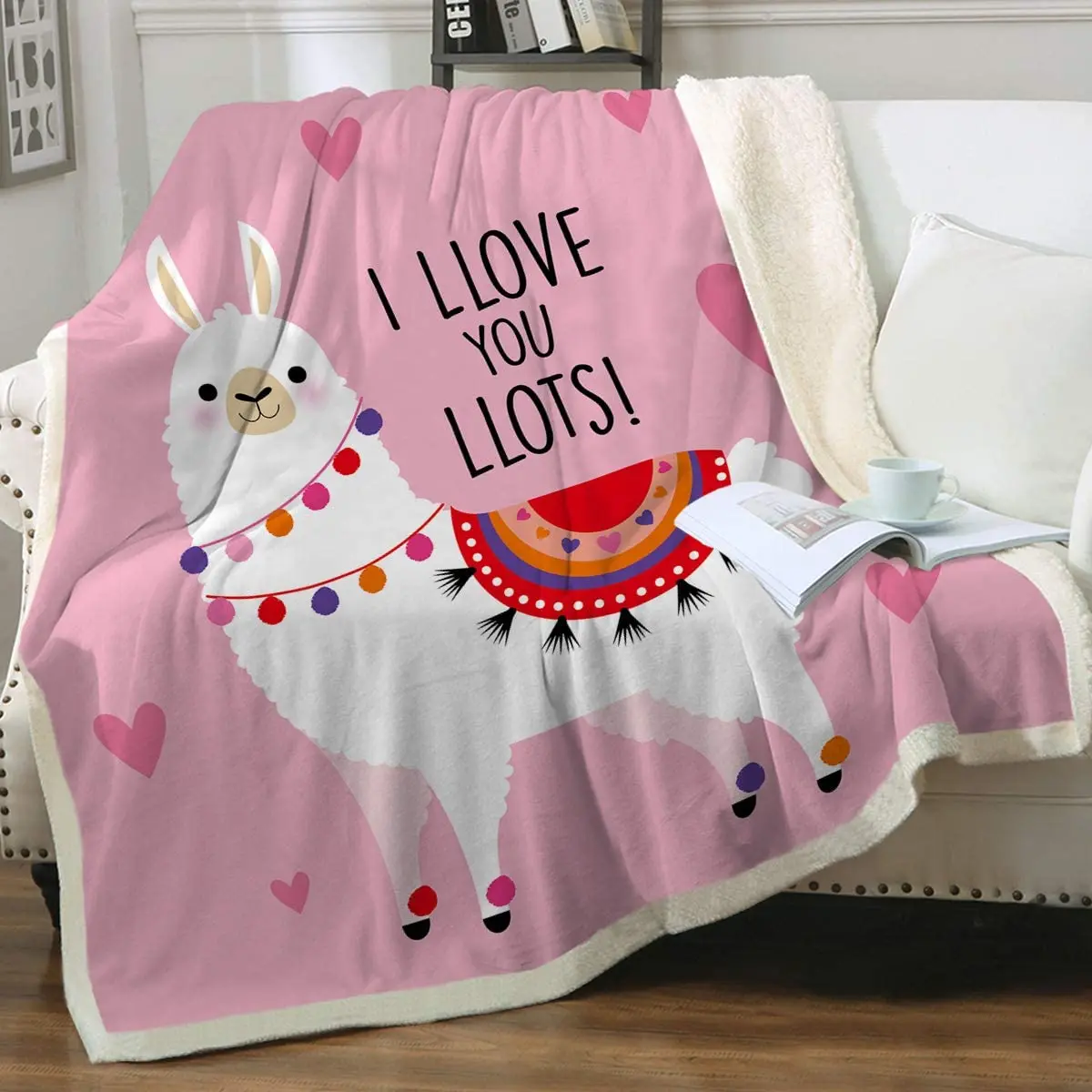 

Sleepwish Pink Llama Blanket Queen Sherpa Blankets and Throws for Teens Girls Women Fleece Throw Blanket Cute Alpaca