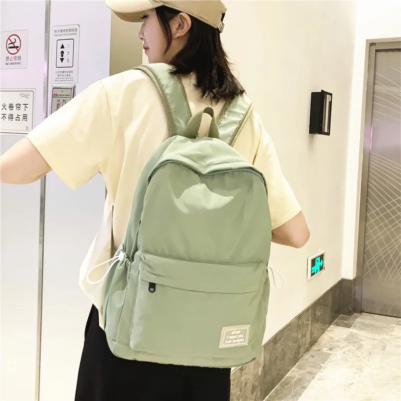 Waterproof Solid Color Nylon Woman Backpack Luxury Light Travel School Bags for Teenage Girls Large Student Bookbag New | Багаж и сумки