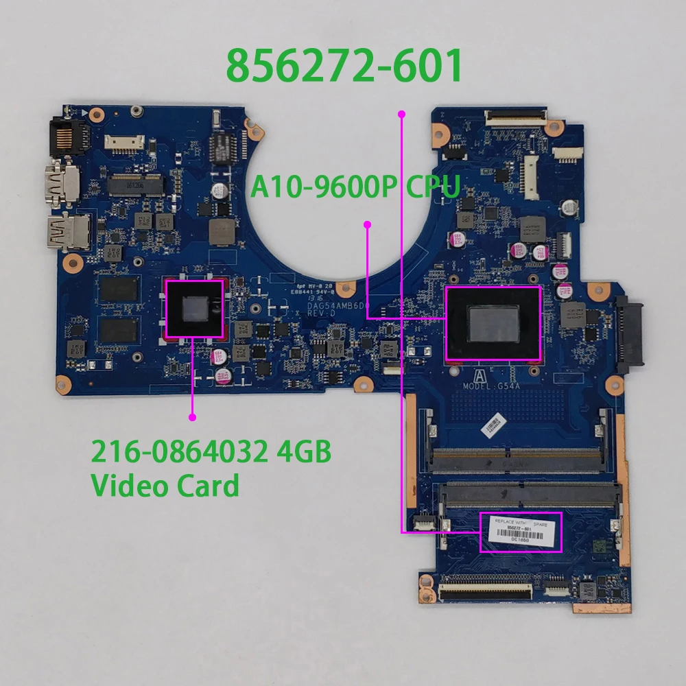 856272-601 856272-001 DAG54AMB6D0 R16M M1-70/4GB GPU A10-9600P CPU для HP Pavilion Notebook 15-AW 15T-AW000 Материнская плата