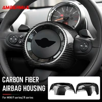 real carbon fiber steering wheel airbag cover car interior for mini cooper f54 f55 f56 f57 f60 r55 r56 r57 r58 r60 r61 sticker