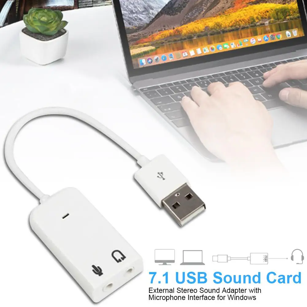 Внешний usb звуковой интерфейс 7 1 стерео звук адаптер аудио микрофон гарнитуры 3 5