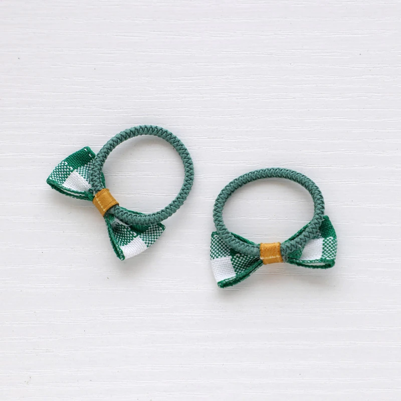 2PCS Orange Lattice Bowknot Girls Hair Accessories Princess Headwear Kids Elastic Bands Baby Headdress Children Ropes | Аксессуары для