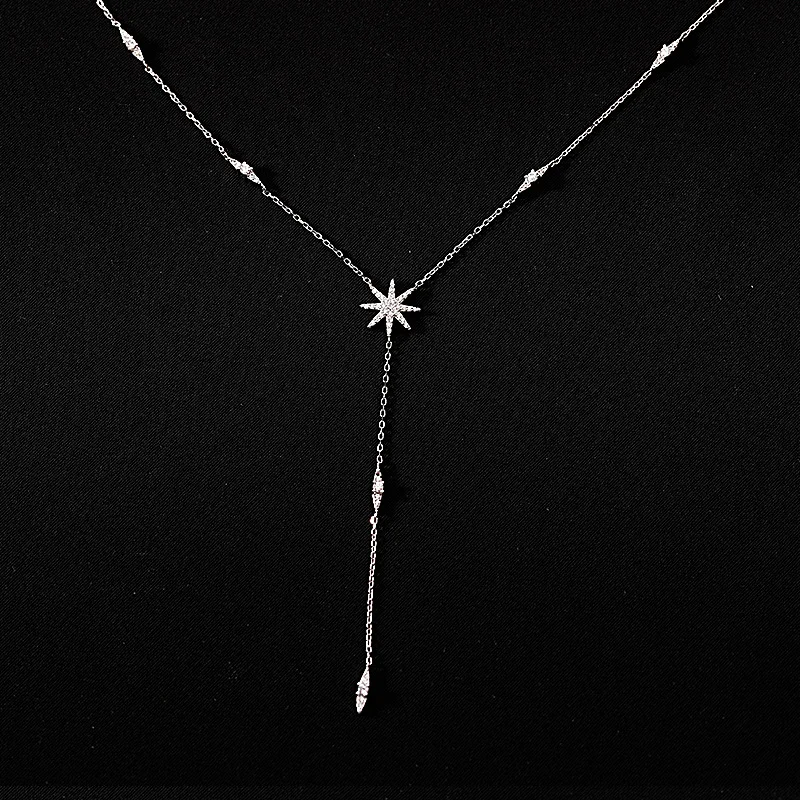 

Trendy Pendant 925 Sterling Chain Necklace Maple leaf Shape AAA Zircon Shiny Jewelry For Women Holiday Gift Mother Gift