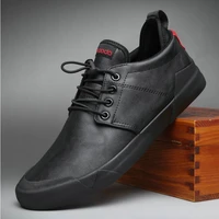 fashion men flats vulcanized shoes zapatos de hombre black zapatillas men casual shoes leather sneakers a11 56