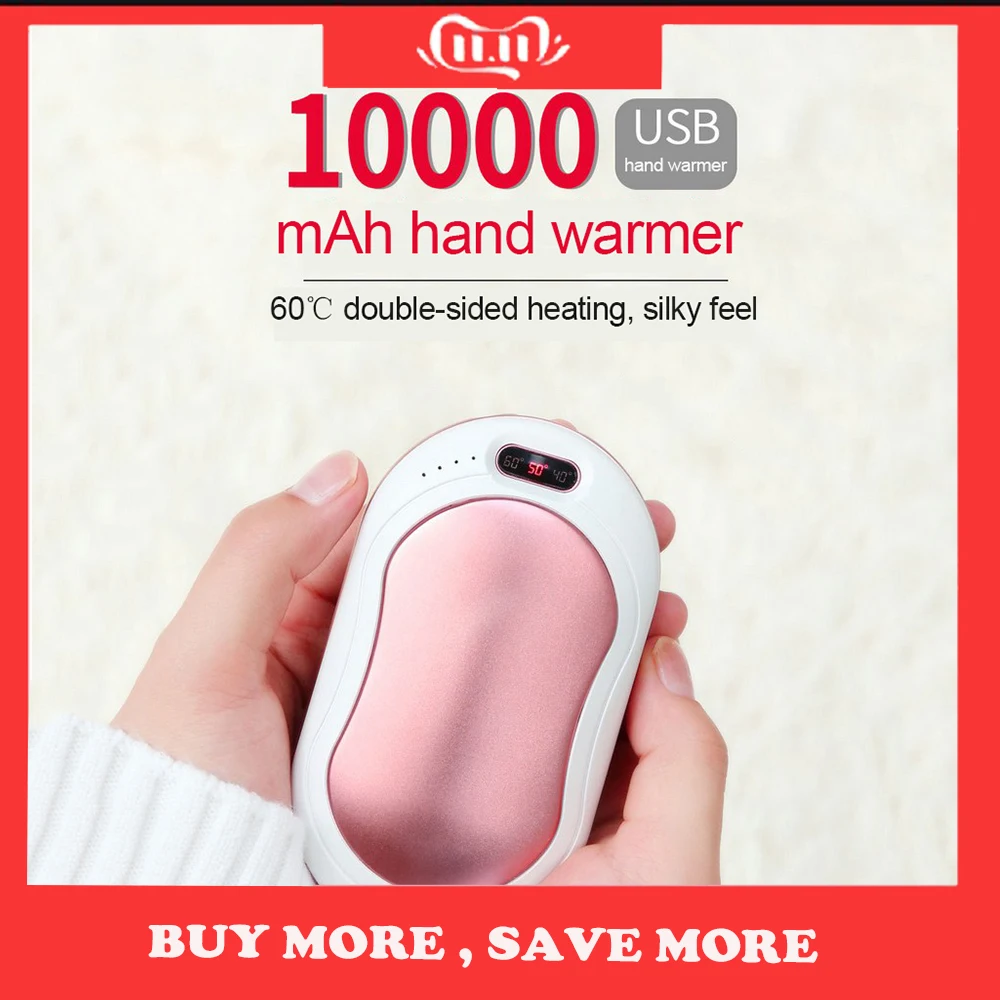 

Hand Warmer 10000 MAh USB Power Bank Electric Portable Pocket Hand Warmer Digital Display Multi-Function Pocket Cloth Bag