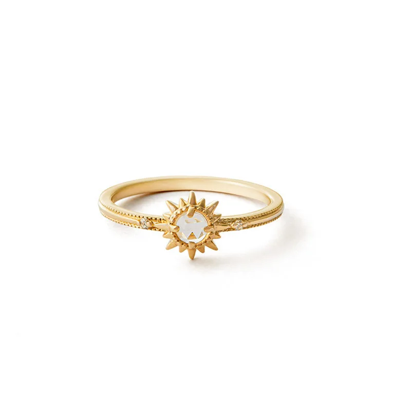 

LAMOON Twinkling Sun Natural Clear Crystal 925 Silver Ring For Women Light K Gold Plated Fine Jewelry Vintage Ring RI165