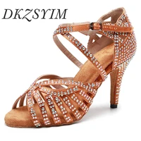 dkzsyim discounts and promotions jazz salsa ballroom latin dance shoes for dancing women sexy heels summer rhinestone black sand