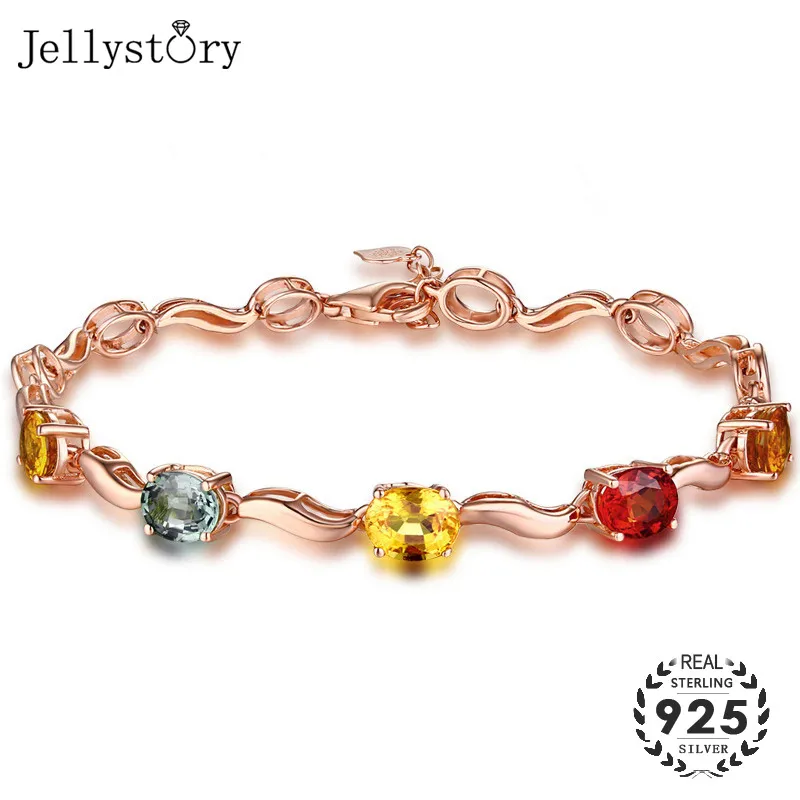 Модный Ювелирный Браслет Jellystory из серебра 925 пробы с цветным топазом драгоценные