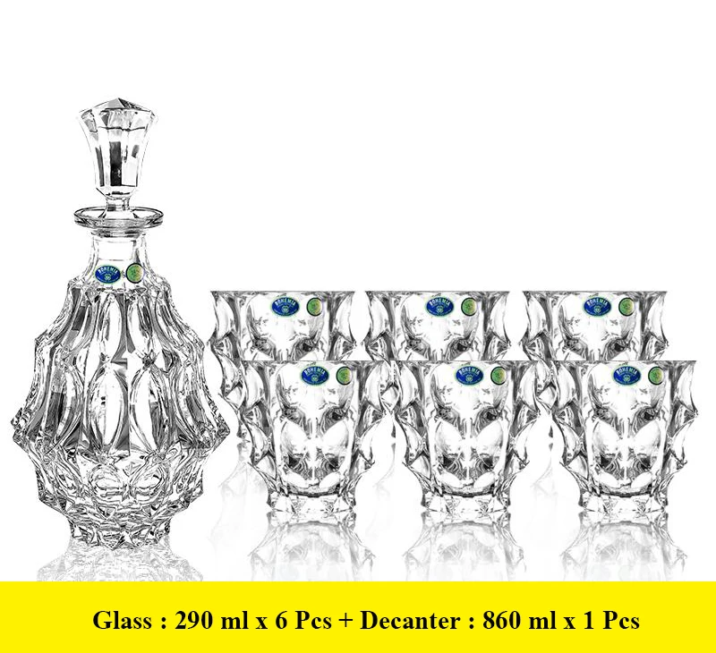 

Whiskey Decanter And Glasses Bar Set, Includes Whisky Decanter And 6 Cocktail Glasses - 7 Piece Set 200903-22