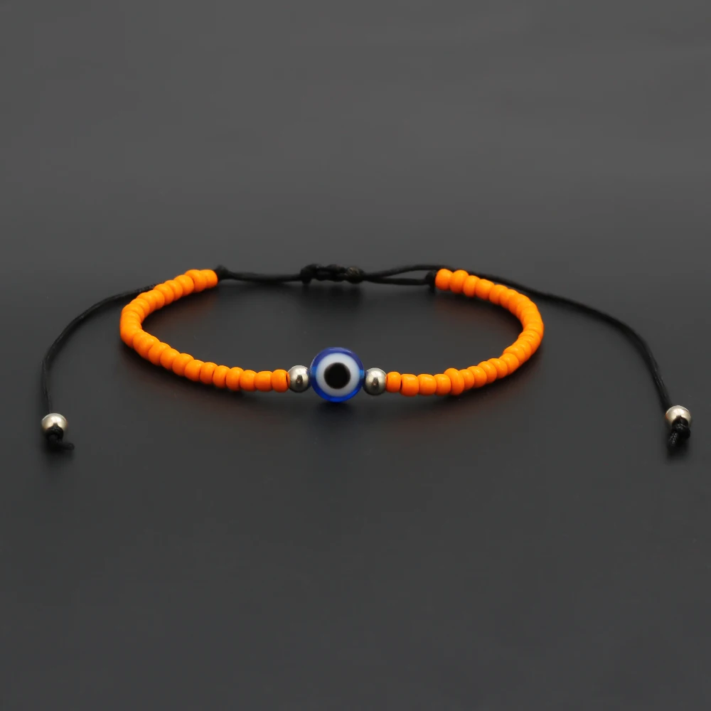 Lucky Eye Miyuki Bead синий браслет evil Eye Плетеный Браслет-цепочка Strand браслет регулируемые ювелирные изделия для женщин и мужчин EY6483