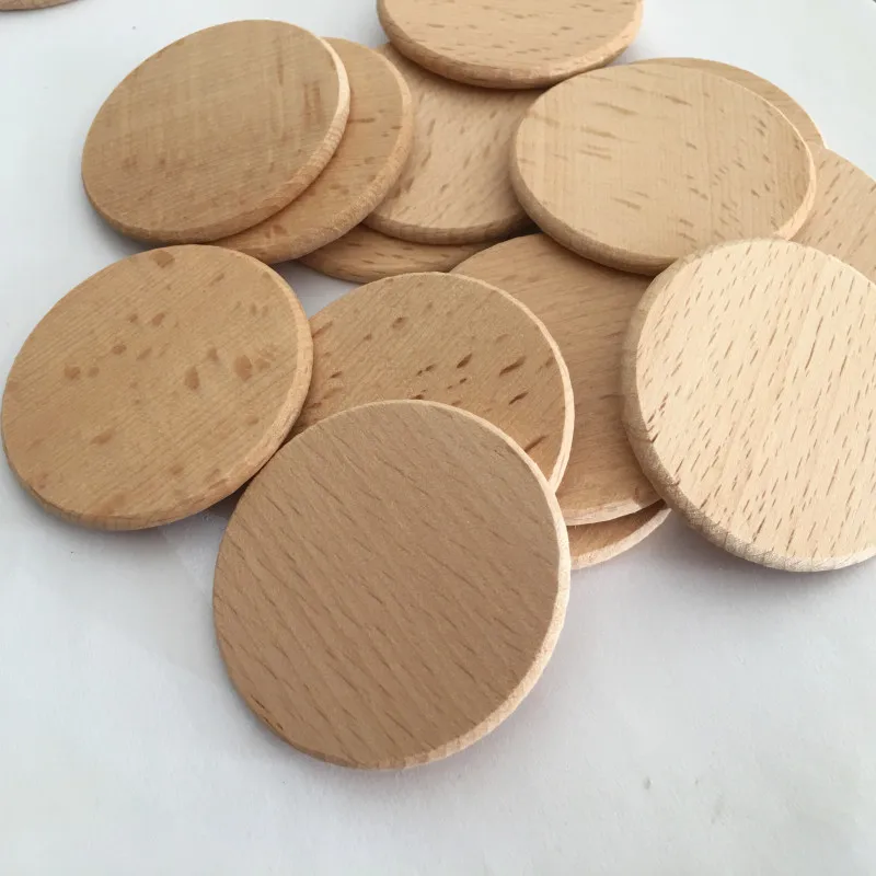 100pcs Natural Wood Slices 1.96 Inch Unfinished Round Wood Round Wood Coins for Arts Crafts Projects Board Game Pieces Ornaments