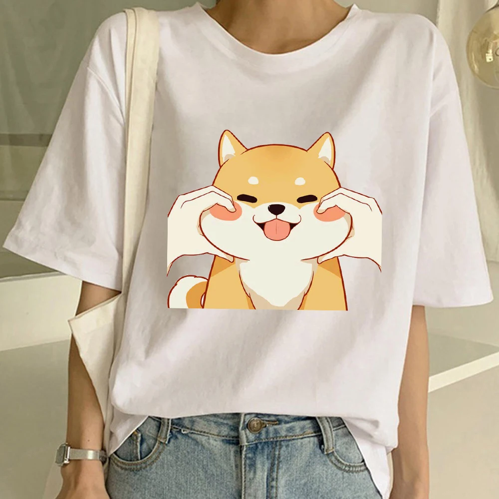 Забавная женская футболка Повседневная с круглым вырезом летняя одежда Harajuku Kawaii